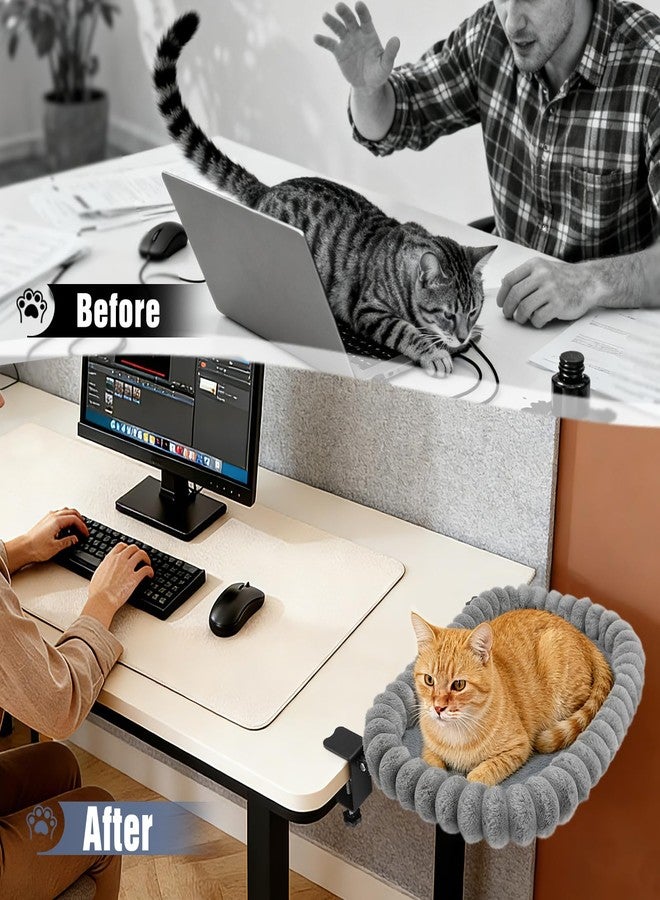 IPOW Cat Desk Bed Heavy Duty Steel Frame Supports up to 50lbs & 90°Foldable Space-Saving with Soft Ultra-Plush Faux Fur for Small Medium Large Cats - Image 3